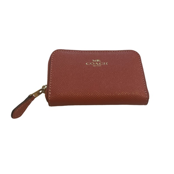 NWT_Coach pink  mini Leather Wallet! F27569 Impeo zip around Gold! - Picture 2 of 4